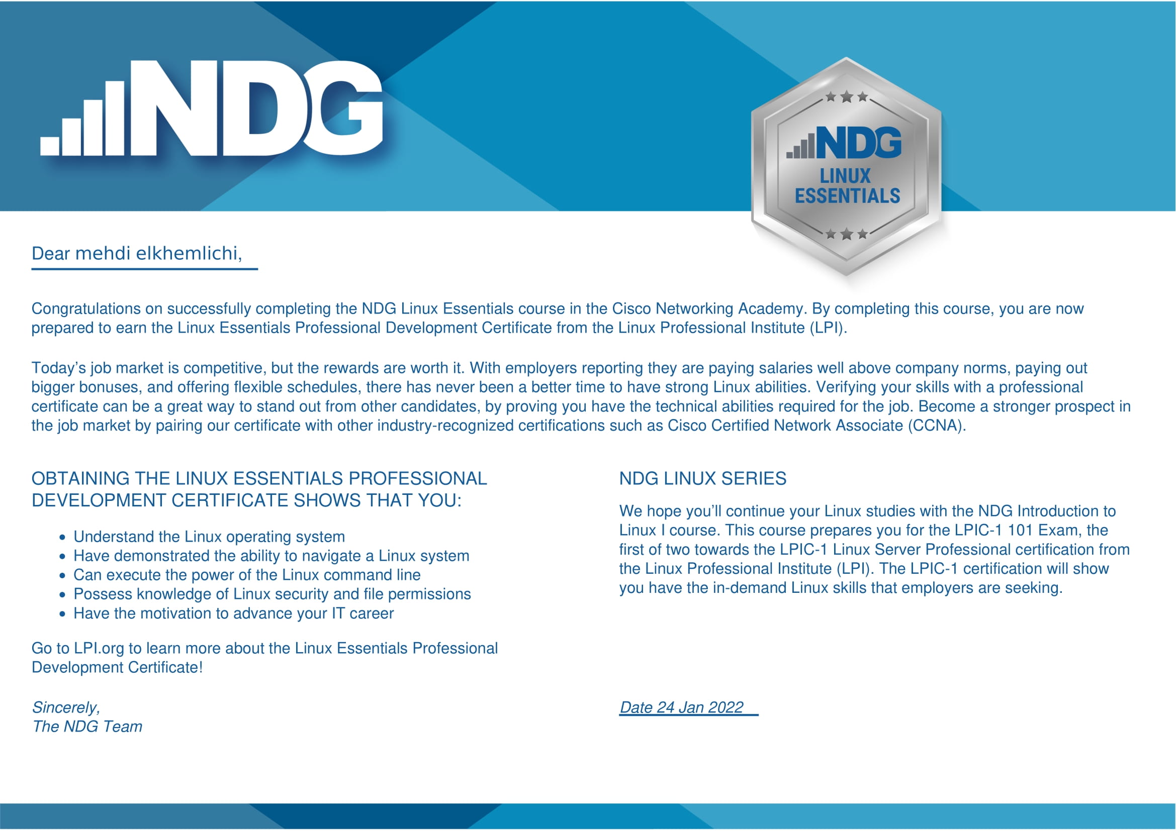 Cisco NDG Linux Essentials