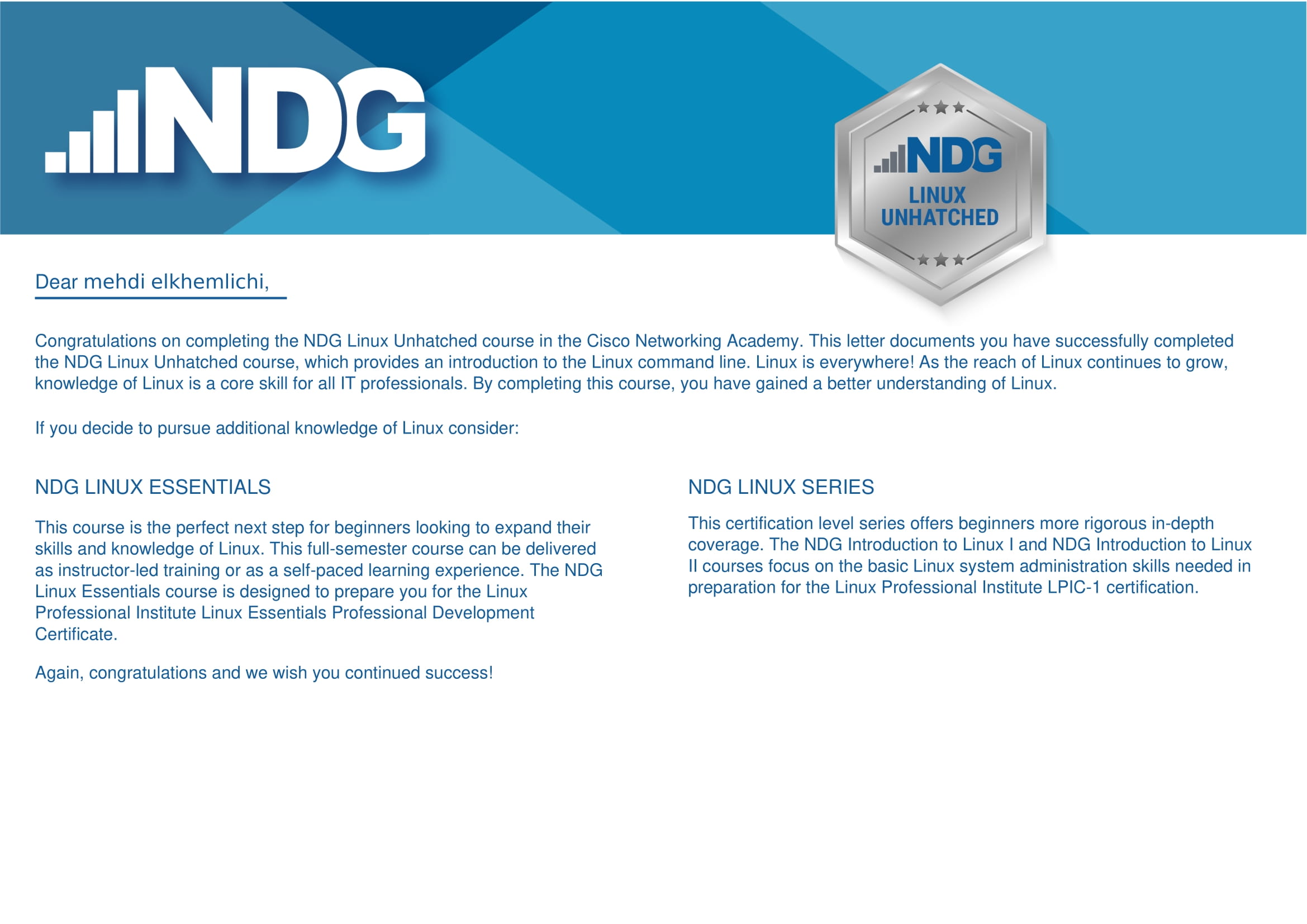 Cisco NDG Linux Unhatched